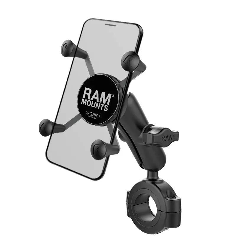 RAM Mounts X-Grip RAM-B-176-A-UN10U - Soporte de teléfono grande con base  de vástago de horquilla de motocicleta con brazo corto para vástagos de