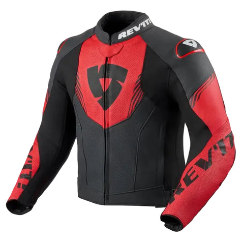 Chamarra de Piel REV’IT! Argon 3 Black/Neon Red