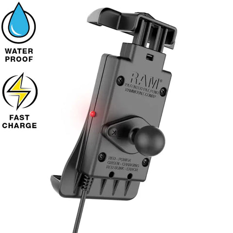 Base para Teléfono RAM Mounts Quick Grip con Carga Inalámbrica, Arnés Incluido