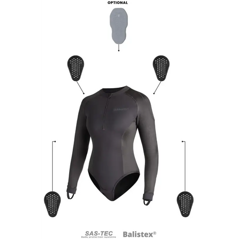 Body Base Layer de Protección para Mujer Pando Moto Shell WW 02, Black