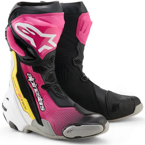 Botas Alpinestars Supertech R Black/Magenta/White/Yellow Fluo