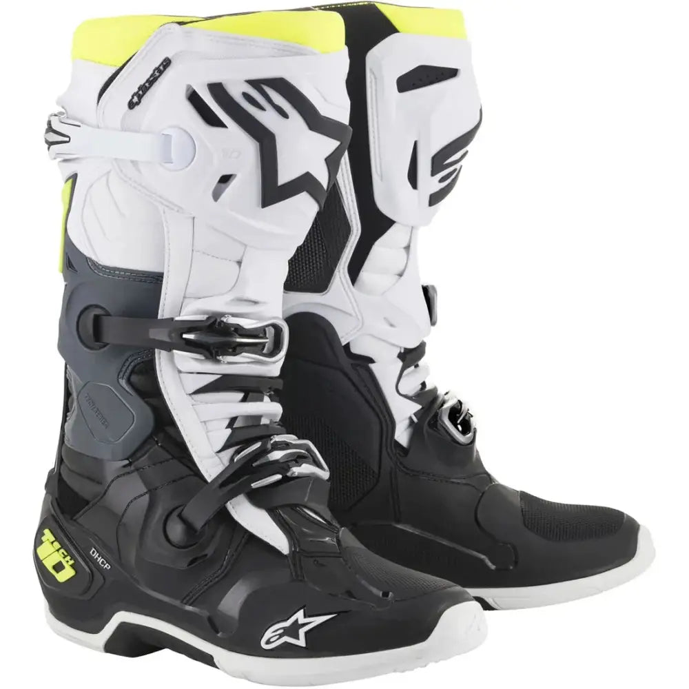 Botas Alpinestars Tech 10 2022 Black/White/Yellow Fluo