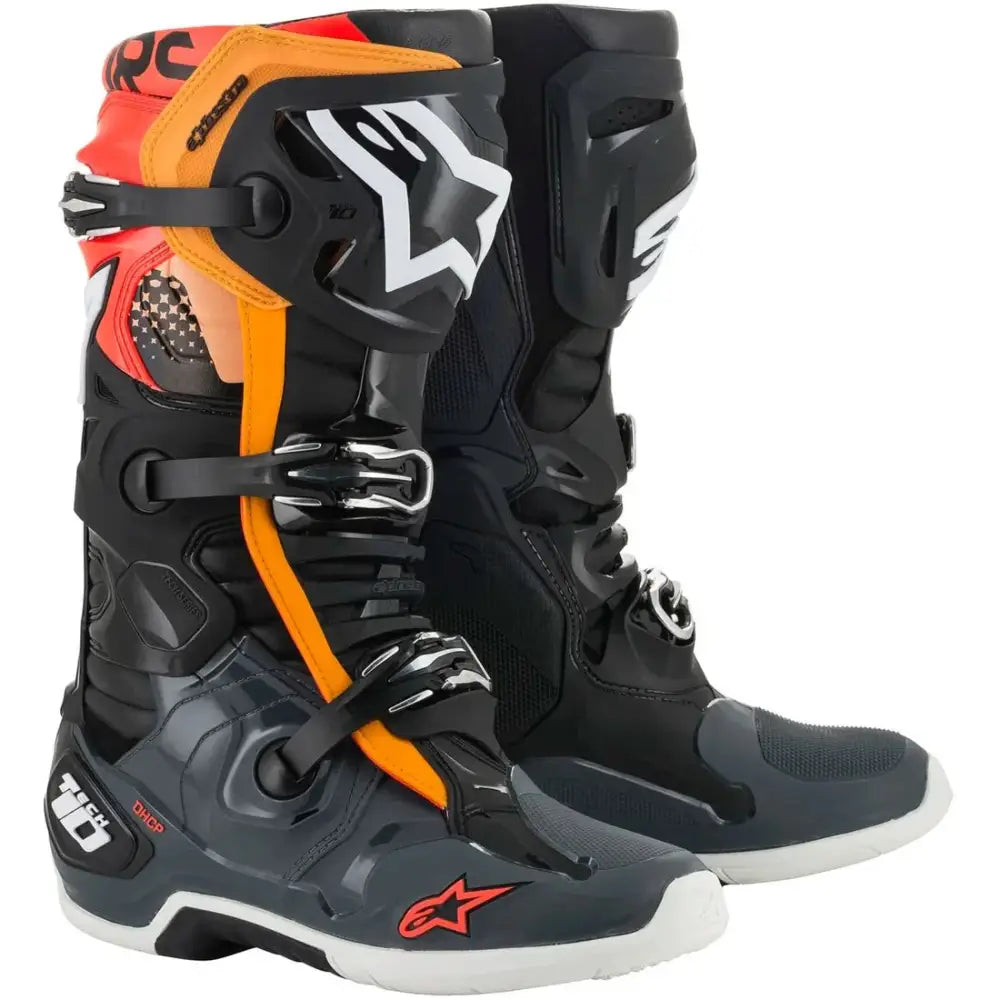 Botas Alpinestars Tech 10 Black/Grey/Orange/Red Fluo