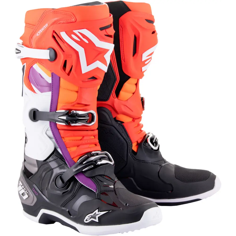 Botas Alpinestars Tech 10 Black/Red Fluo/Orange Fluo/White