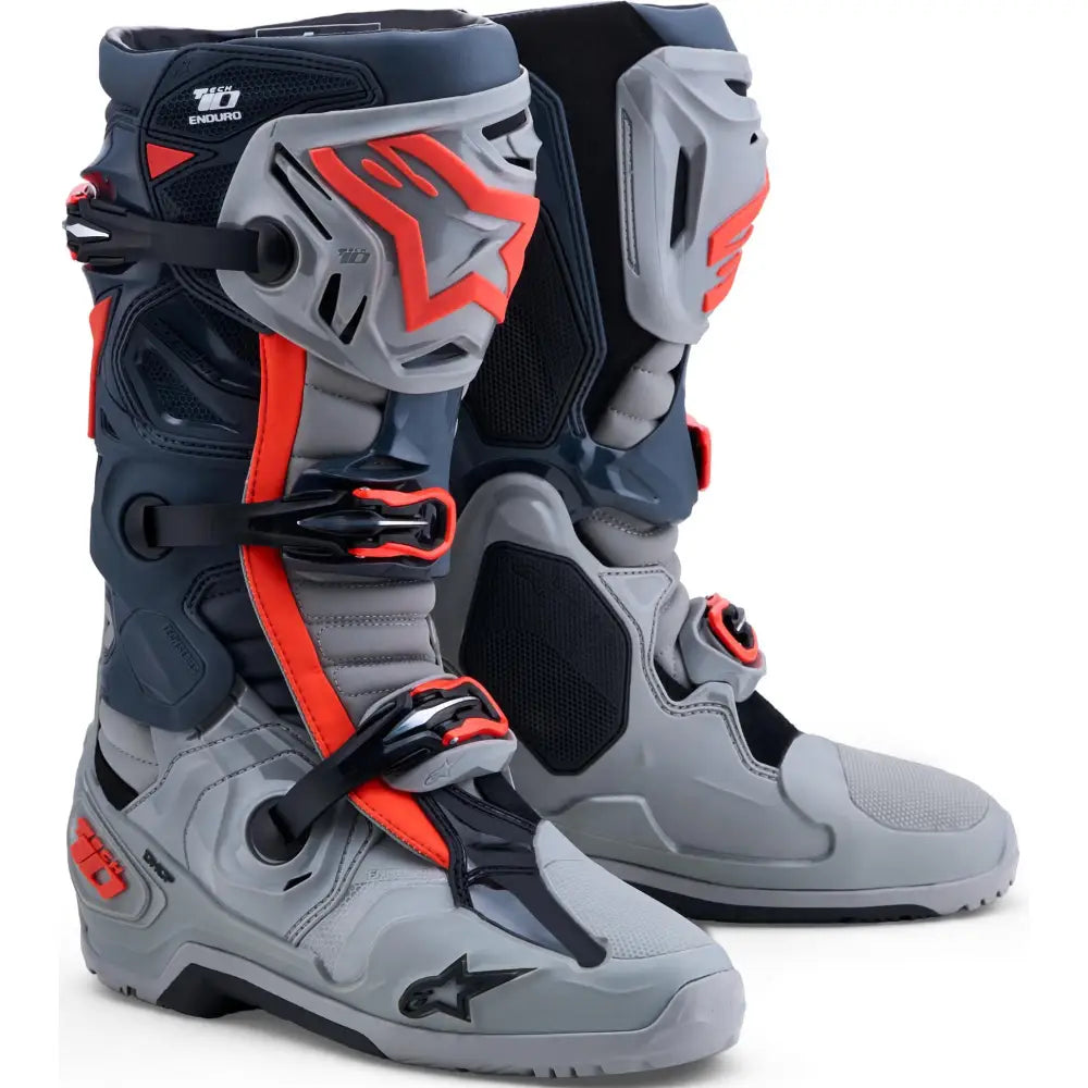 Botas Alpinestars Tech 10 Enduro Gray/Dark Gray/Fluorescent Red
