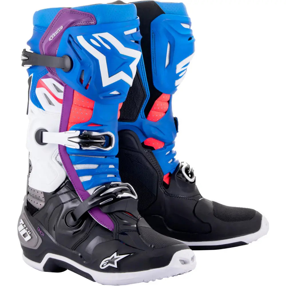 Botas Alpinestars Tech 10 Supervented Black/Enamel Blue/Purple/White