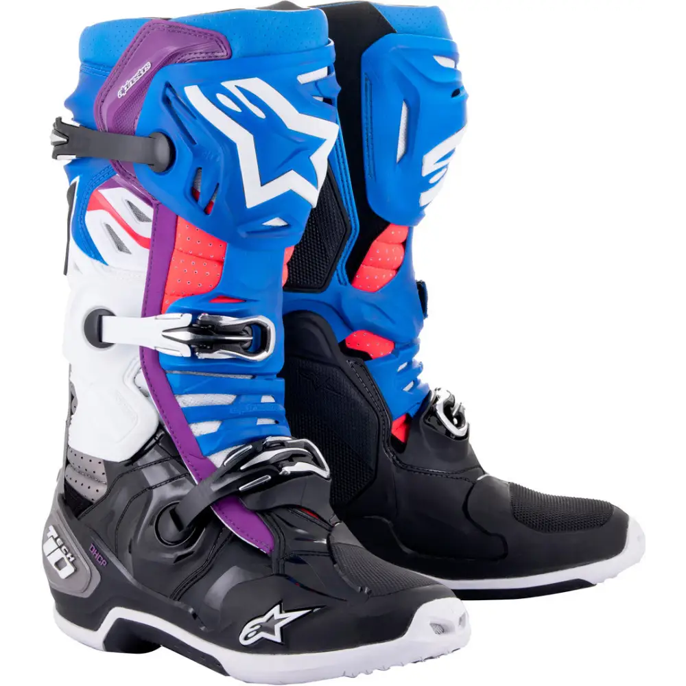 Botas Alpinestars Tech 10 Supervented Black/Enamel Blue/Purple/White