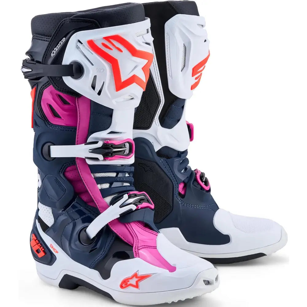 Botas Alpinestars Tech 10 Supervented Dark Blue/White/Black/Fuchsia