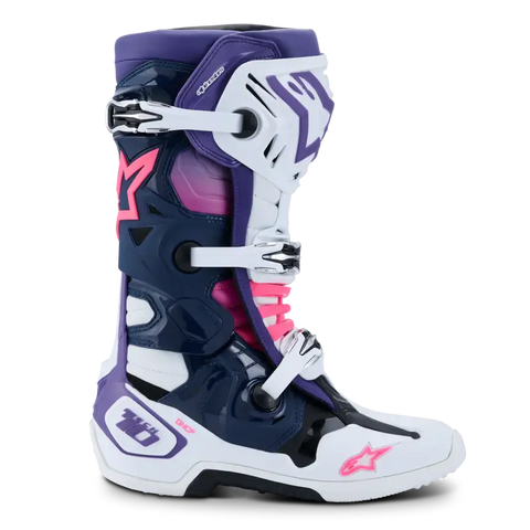 Botas Alpinestars Tech 10 White/Violet/Navy/Blue/Pink Fluo