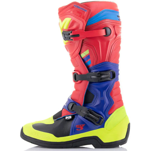 Botas Alpinestars Tech 3 Bright Red/Dark Blue/Yellow Fluo
