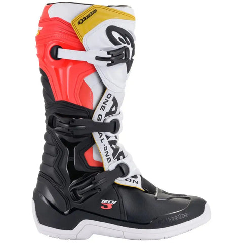 Botas Alpinestars Tech 3 White/Black/Red/Fluo Yellow