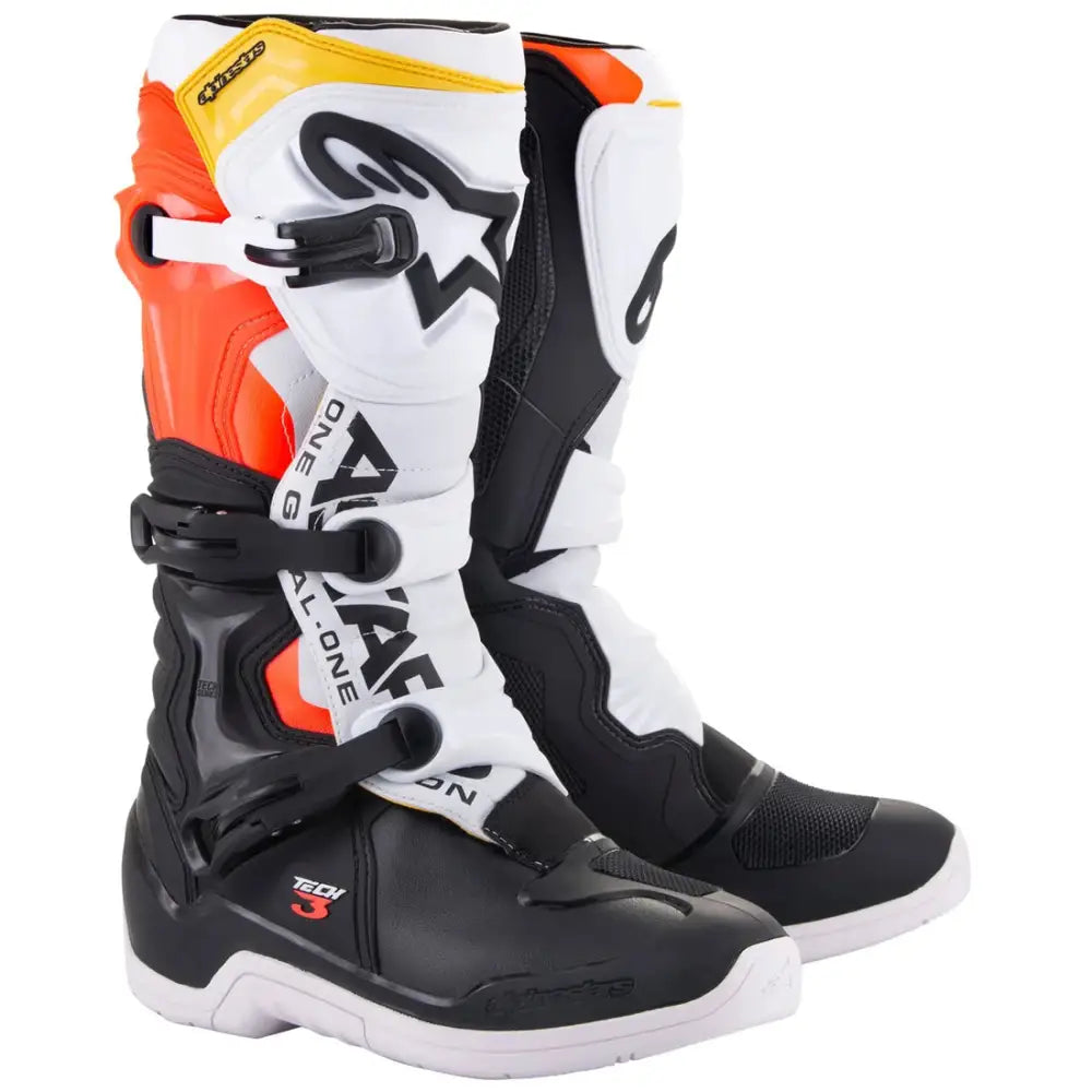 Botas Alpinestars Tech 3 White/Black/Red/Fluo Yellow