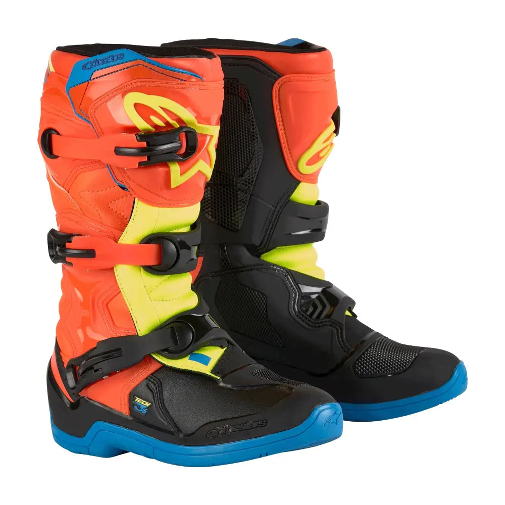 Botas Alpinestars Tech 3S Youth para Niño Orange Fluo/Enamel Blue/Yellow Fluo