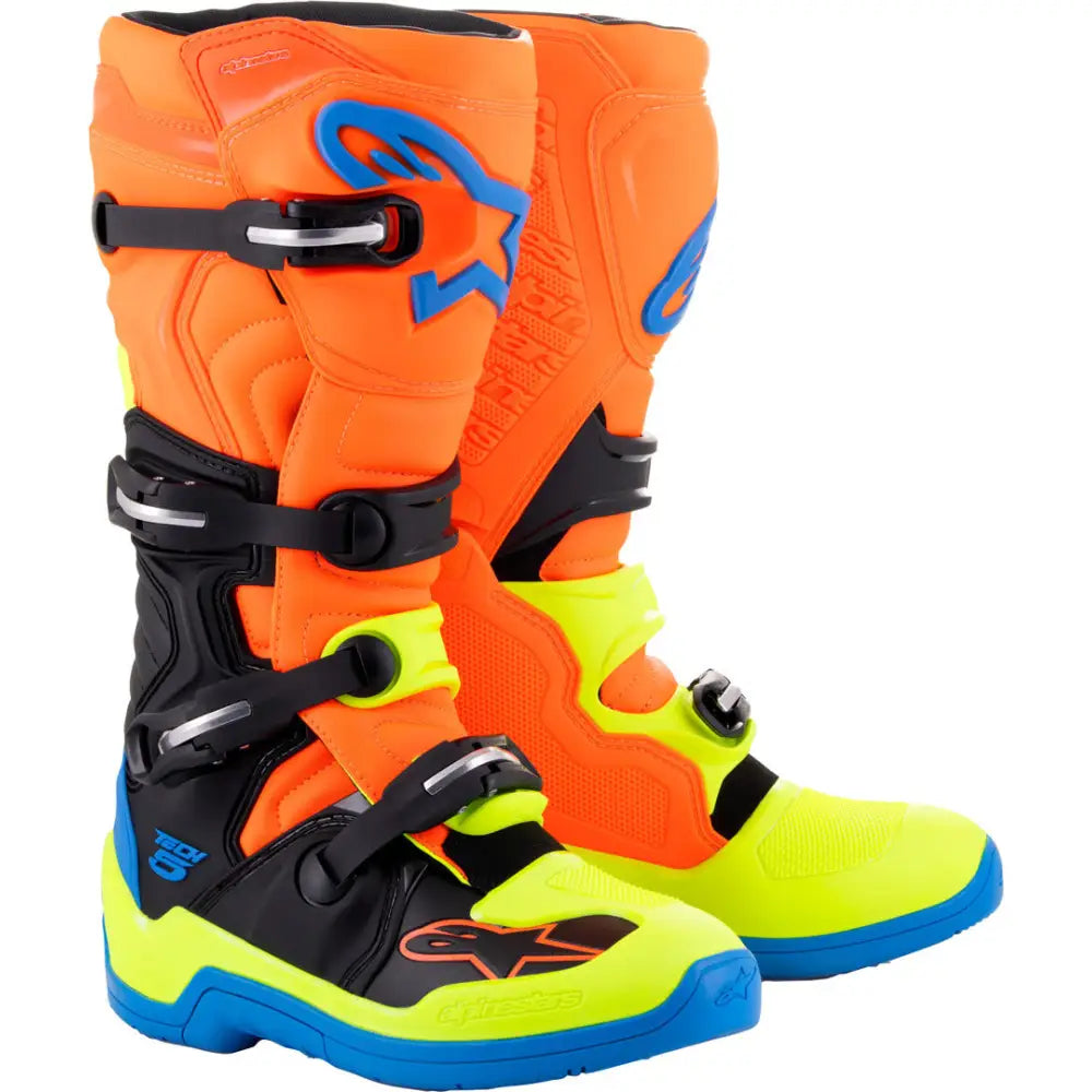 Botas Alpinestars Tech 5 Orange Fluo/Enamel Blue/Yellow Fluo