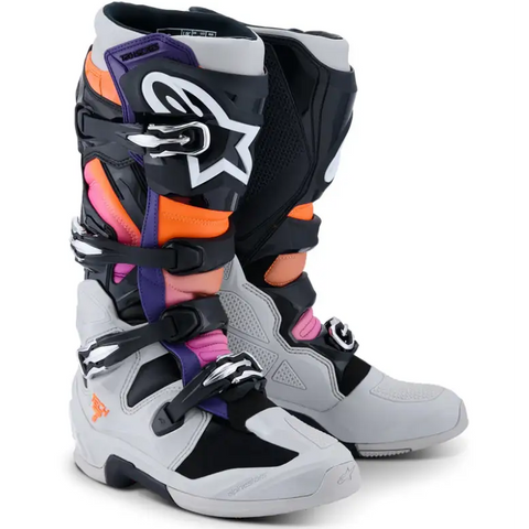Botas Alpinestars Tech 7 Black/Light Gray/Orange Fluo/Magenta