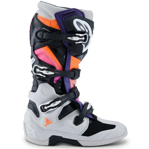 Botas Alpinestars Tech 7 Black/Light Gray/Orange Fluo/Magenta