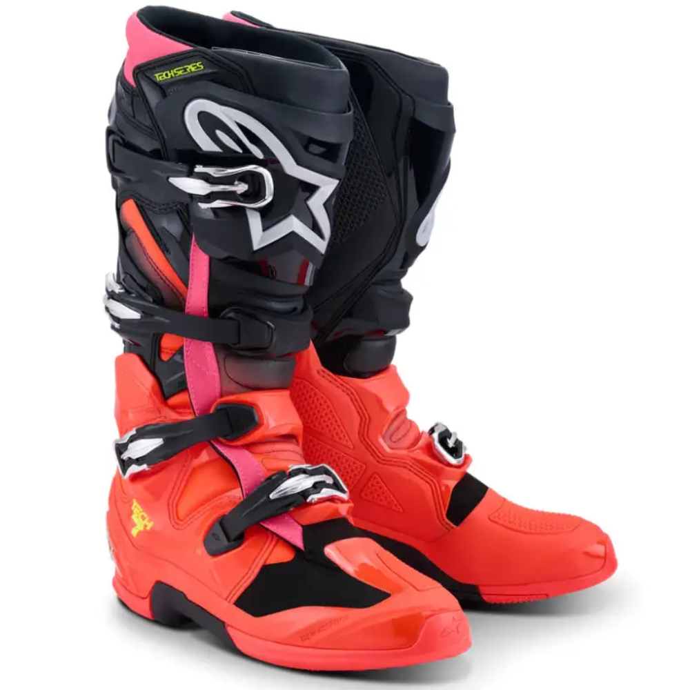 Botas Alpinestars Tech 7 Black/Red Fluo/Pink Fluo