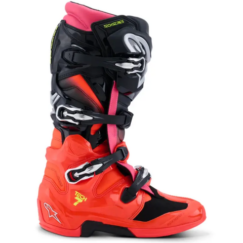 Botas Alpinestars Tech 7 Black/Red Fluo/Pink Fluo