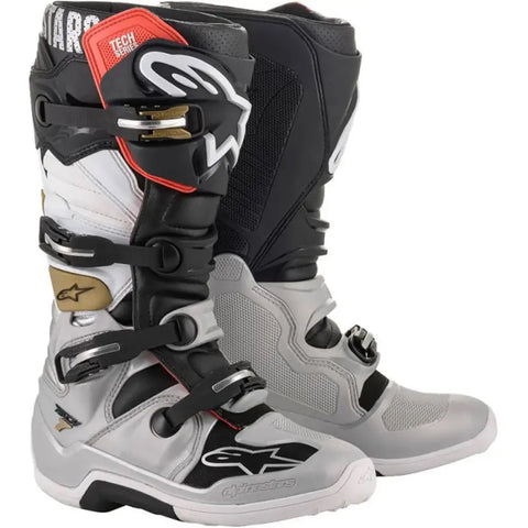 Botas Alpinestars Tech 7 Black/Silver/White/Gold