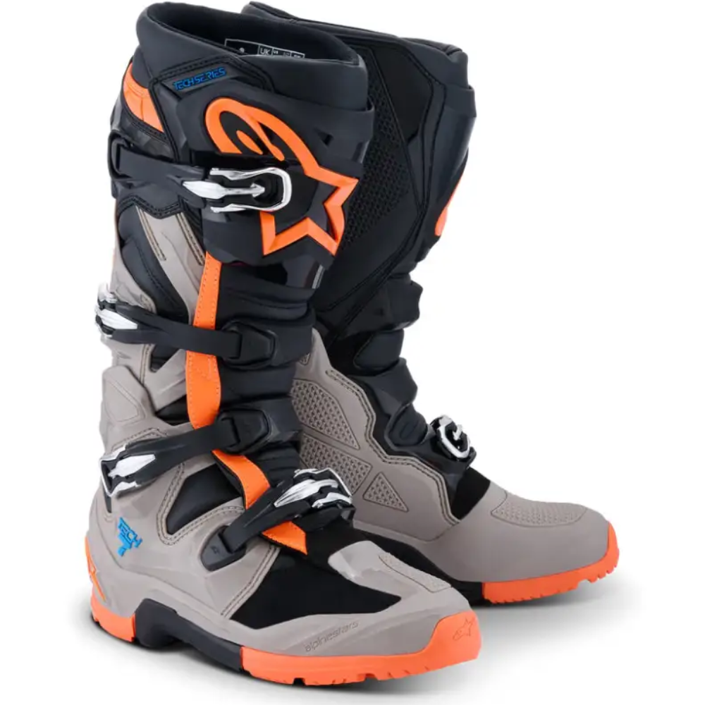 Botas Alpinestars Tech 7 Enduro Black/Warm Gray/Orange Fluo