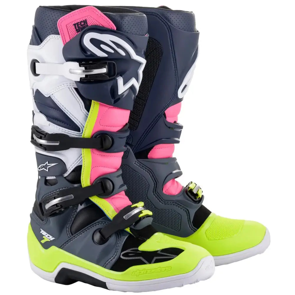 Botas Alpinestars Tech 7 Grey/Pink/Hi-Viz Yellow