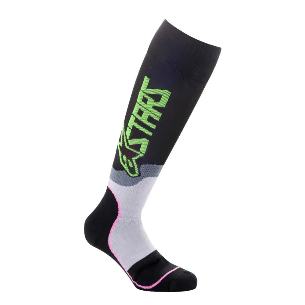 Calcetas Alpinestars MX Plus-2 Black/Green/Neon Pink Fluo