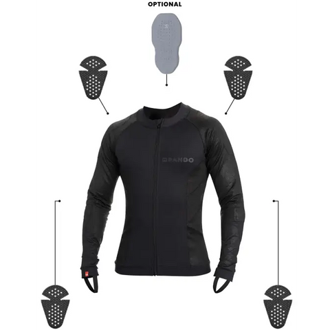 Camisa Base Layer Ultraligera Blindada Pando Moto Unisex Shell UH 03 AA, Black