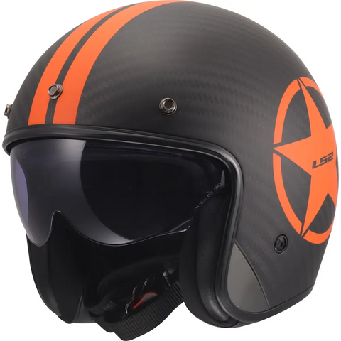 Casco Abierto LS2 OF601 Bob II Carbon Star Orange