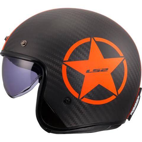 Casco Abierto LS2 OF601 Bob II Carbon Star Orange