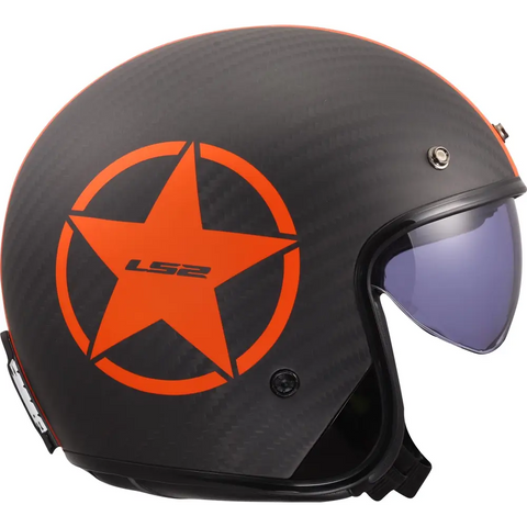 Casco Abierto LS2 OF601 Bob II Carbon Star Orange
