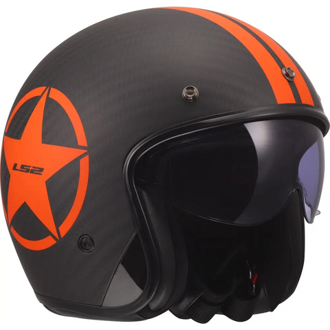 Casco Abierto LS2 OF601 Bob II Carbon Star Orange