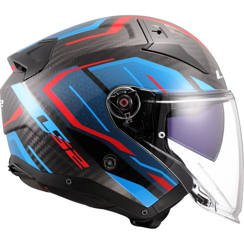 Casco Abierto LS2 OF603 Infinity II Carbon Urus blue/red