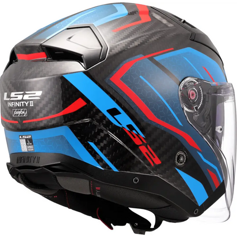 Casco Abierto LS2 OF603 Infinity II Carbon Urus blue/red