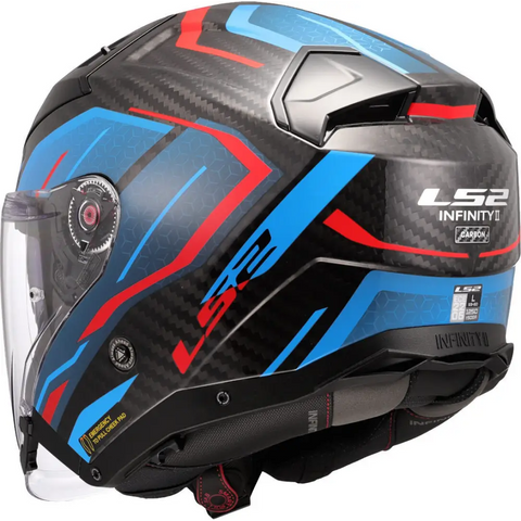 Casco Abierto LS2 OF603 Infinity II Carbon Urus blue/red