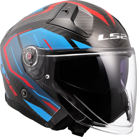 Casco Abierto LS2 OF603 Infinity II Carbon Urus blue/red