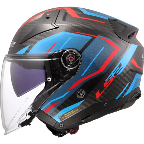 Casco Abierto LS2 OF603 Infinity II Carbon Urus blue/red