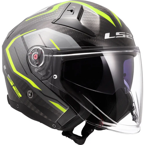 Casco Abierto LS2 OF603 Infinity II Carbon Urus neon yellow