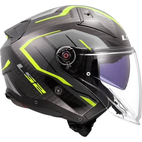 Casco Abierto LS2 OF603 Infinity II Carbon Urus neon yellow