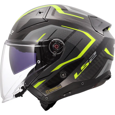 Casco Abierto LS2 OF603 Infinity II Carbon Urus neon yellow