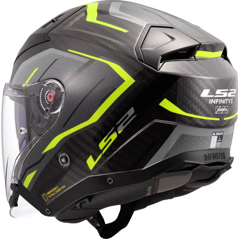 Casco Abierto LS2 OF603 Infinity II Carbon Urus neon yellow