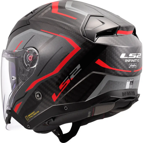 Casco Abierto LS2 OF603 Infinity II Carbon Urus red