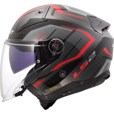 Casco Abierto LS2 OF603 Infinity II Carbon Urus red