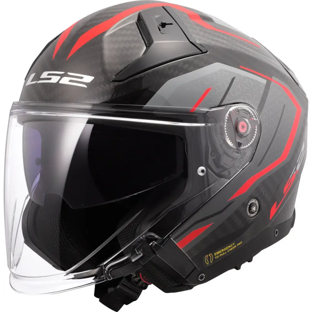 Casco Abierto LS2 OF603 Infinity II Carbon Urus red