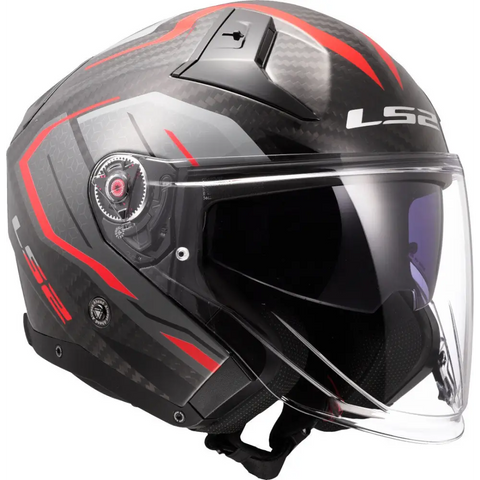 Casco Abierto LS2 OF603 Infinity II Carbon Urus red