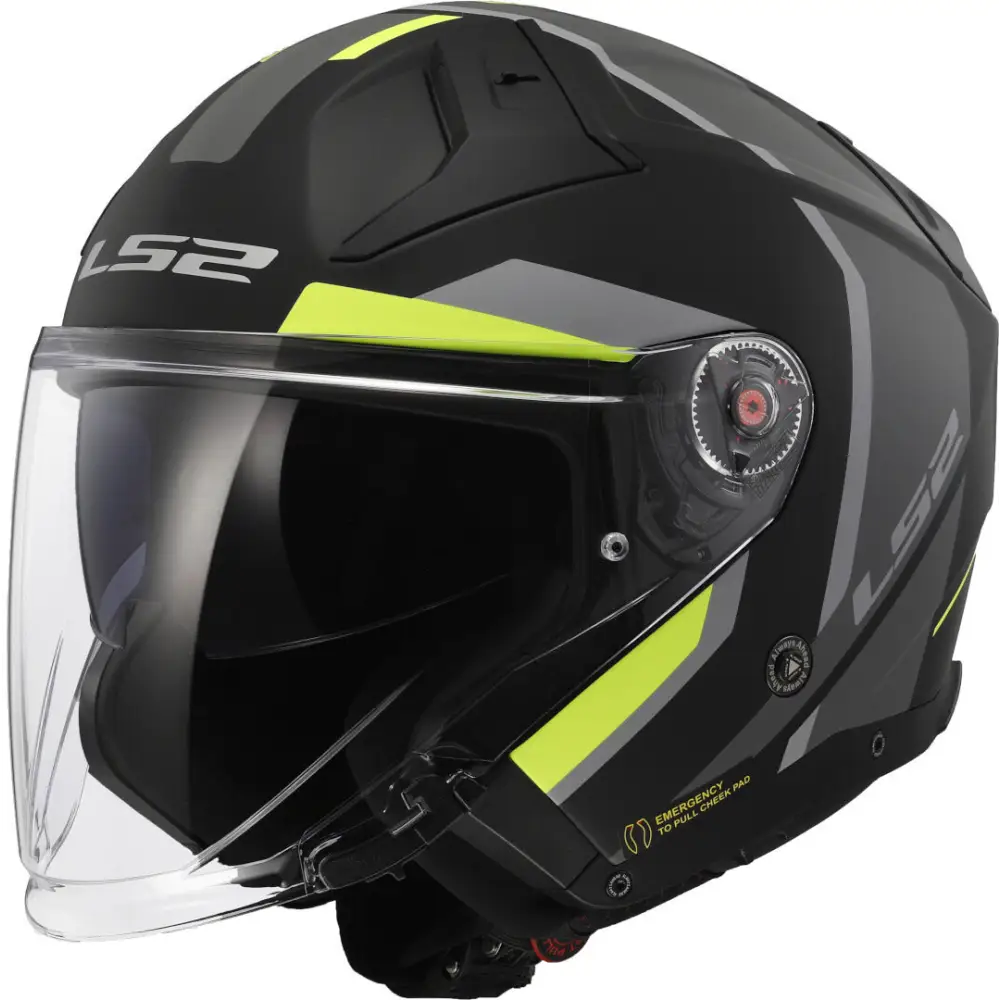 Casco Abierto LS2 OF603 Infinity II Focus Black/Neon Yellow