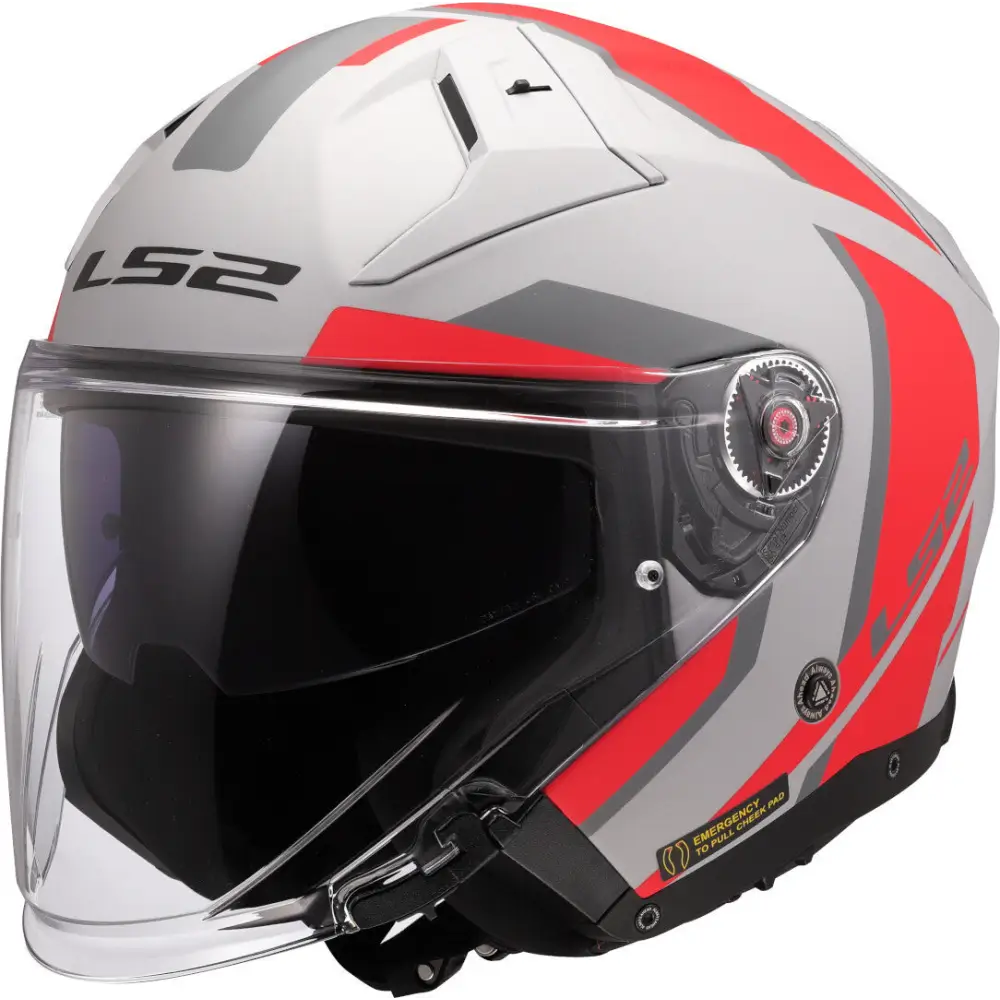 Casco Abierto LS2 OF603 Infinity II Focus Grey Matt/Red