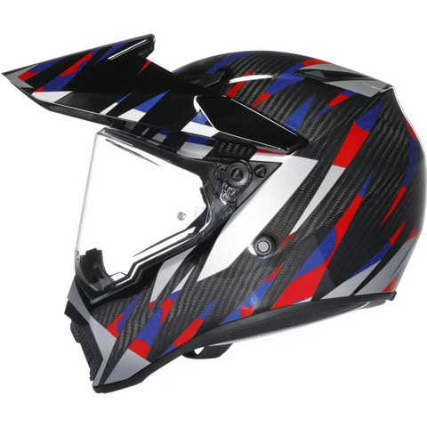 Casco AGV AX9 Steppa Carbon/Red/Blue ECE22.06