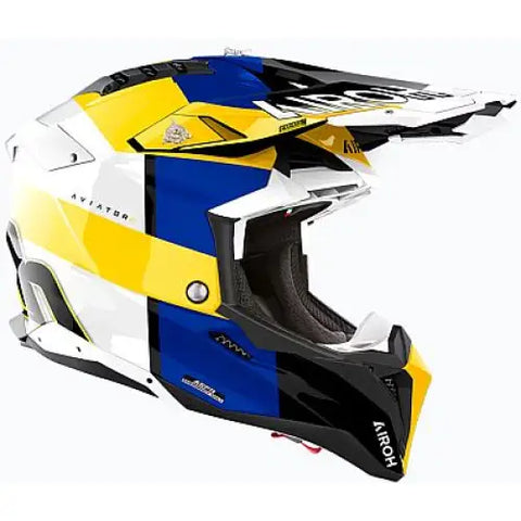 Casco Airoh Aviator 3 Monarch Blue/Yellow Gloss