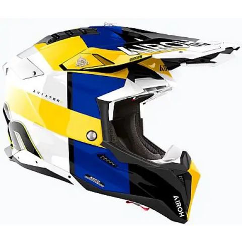 Casco Airoh Aviator 3 Monarch Blue/Yellow Gloss