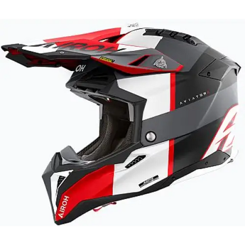 Casco Airoh Aviator 3 Monarch Grey/Red Matt
